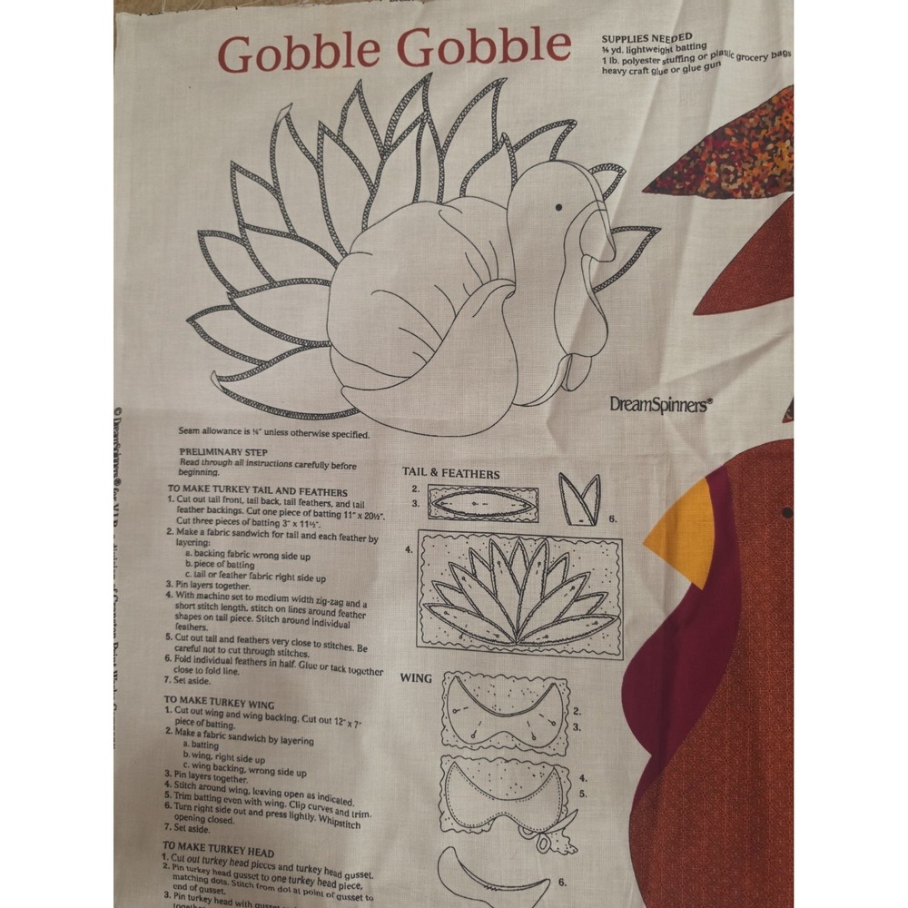 DreamSpinners Cranston Fabric Cut-Out Gobble Gobble Sew & Stuff Turkey